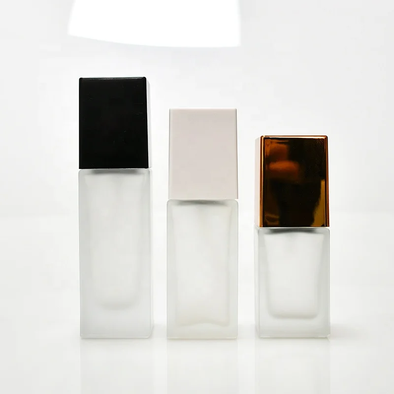 Custom 20ml 30ml 40ml Cosmetic Packaging Frosted Empty Serum Pump Lotion Liquid Foundation Glass Bottle With Pump