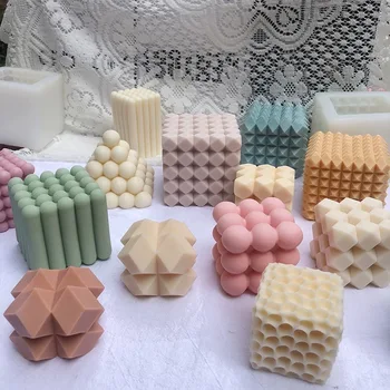 various sizes of Rubik's cube aromatherapy candle silicone mold set