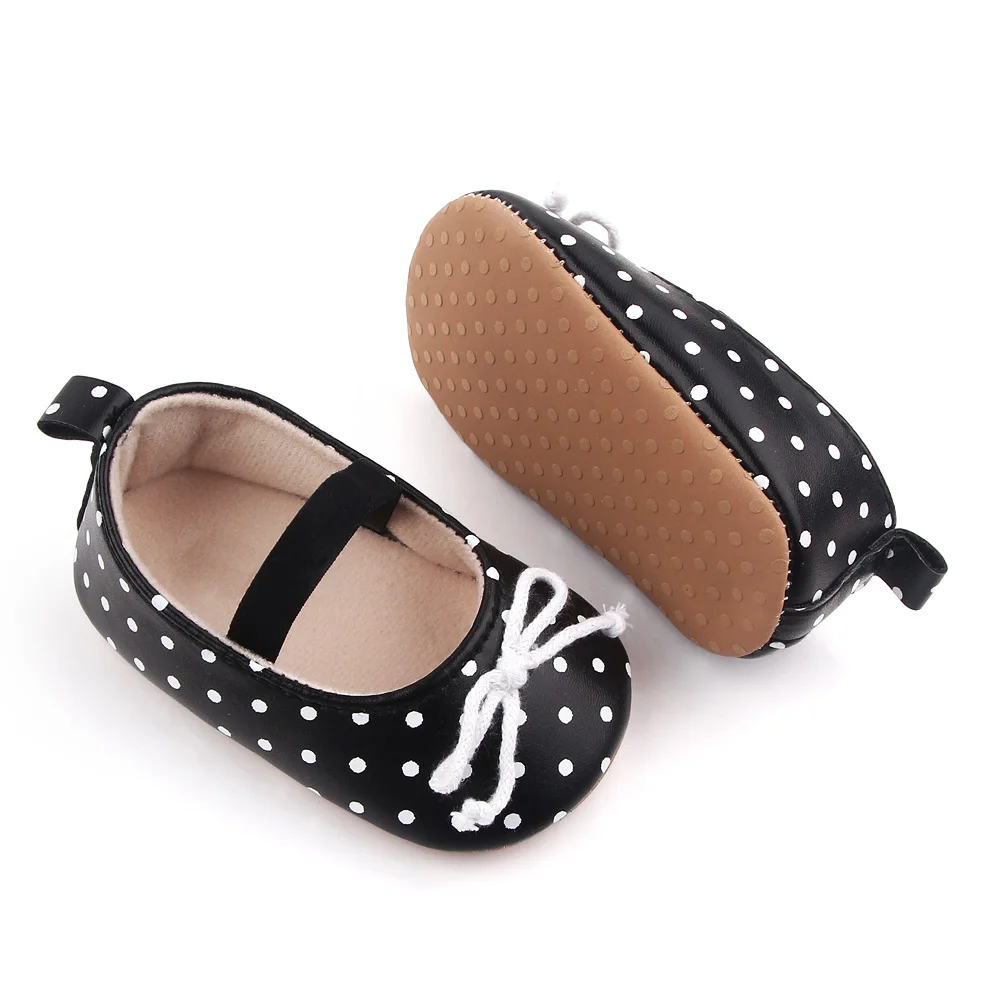 Wholesale polka dot baby princess shoes girls cute bow-knot toddler shoes factory