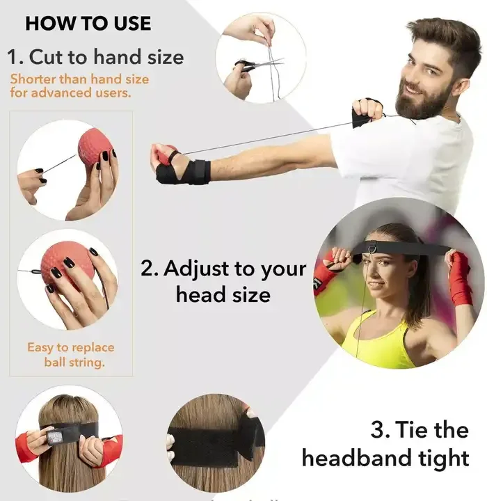 odm boxing training reflex ball adjustable elastic reflex ball head band boxing ball for improve hand reaction speed-7