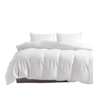 High Quality Soft Smooth Washed 300 Thread Count 100% Cotton Simple White Duvet Cover Set Eco-Friendly Breathable Durable