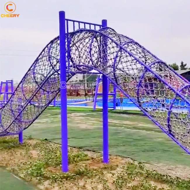 Small Playground Adventure Course Equipment Obstacle Courses Climbing Rope Net Bridge Kids Playground