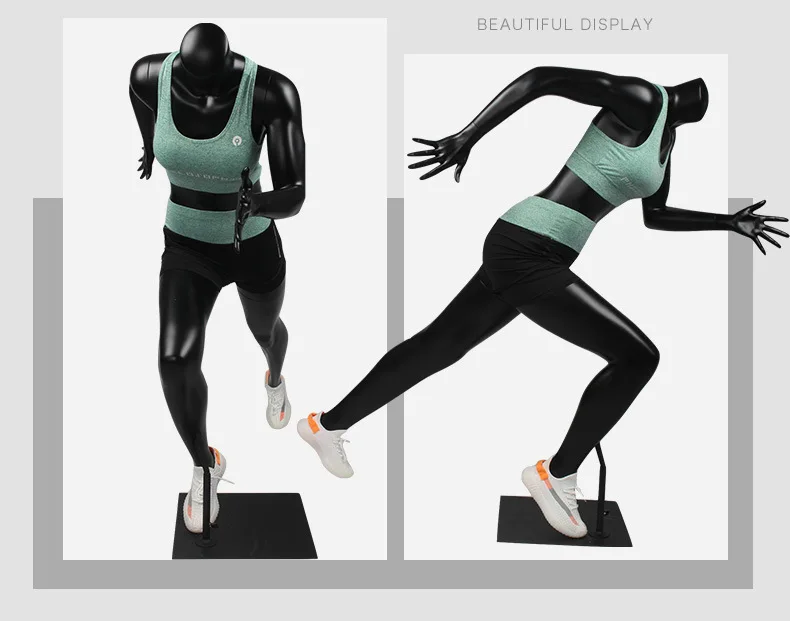 女性运动女性/男性无头白色肌肉人体模型运动跑步运动服装展示