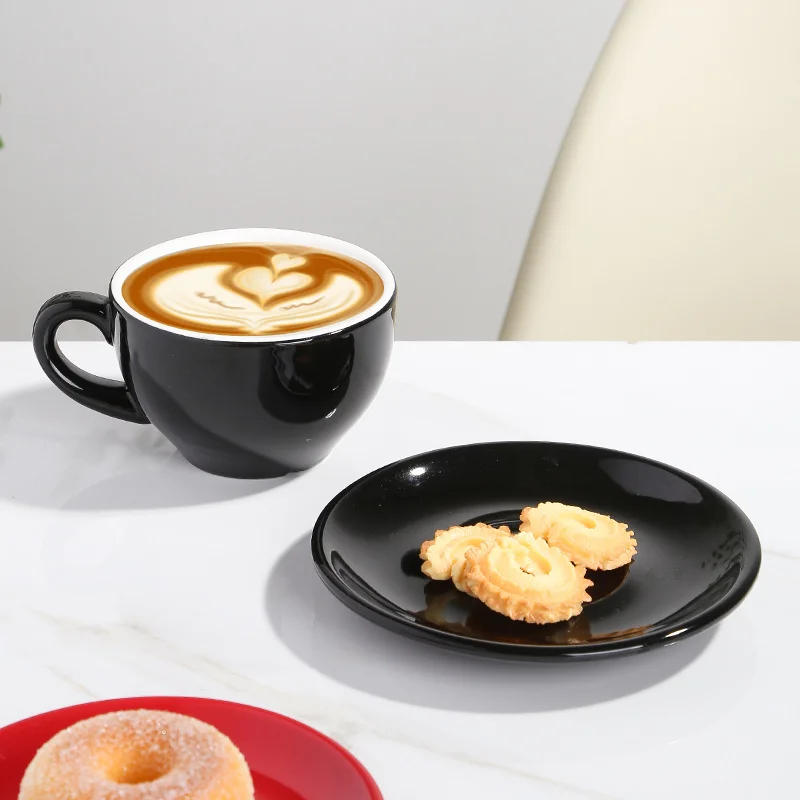 Custom European English Modern Espresso Latte Cappuccino Tea Cup and Saucer Porcelain Tea Cup Set Ceramic Coffee Cup