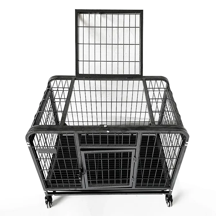 Wholesale Sturdy Indoor Outdoor Black Metal Heavy Duty House Kennels