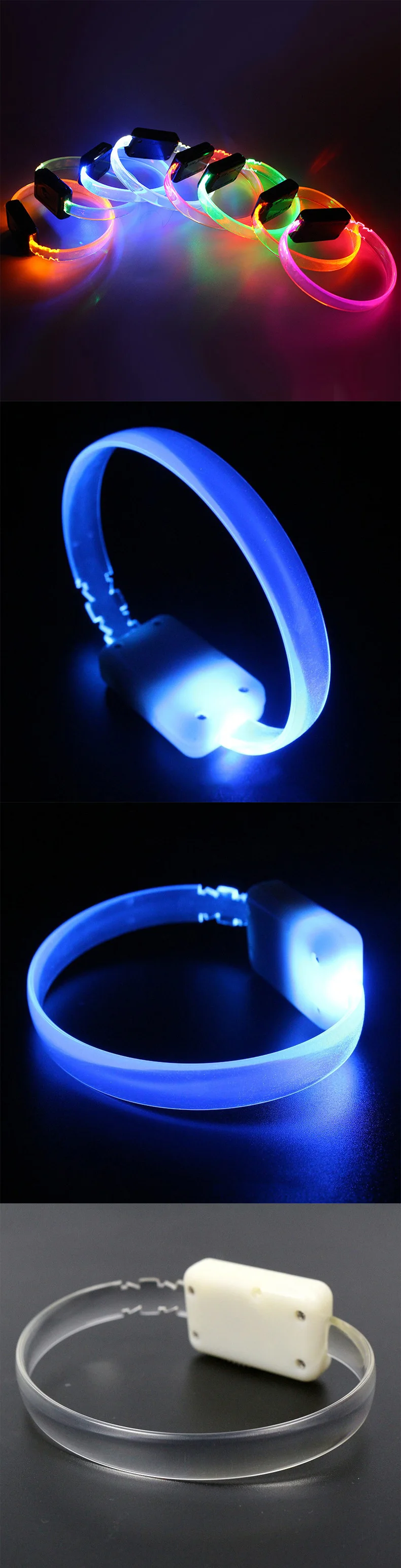 Outdoor running concert gift batteries replaceable PU super bright optical fiber guide bar flat LED luminous hand band wristband