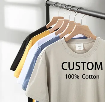 High Quality Men Printing Your Brand Logo White T Shirt 100% Cotton 210gsm Custom Label Private T-Shirt