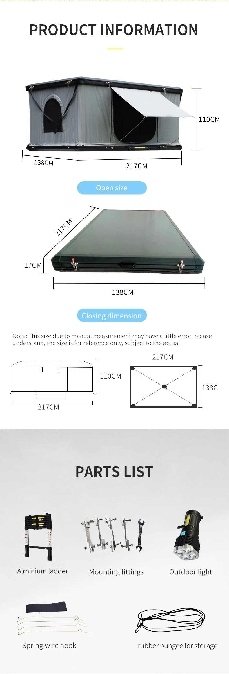 Outdoor Camping Foldable Tent Automatic Aluminum Hard Shell Car Roof ...