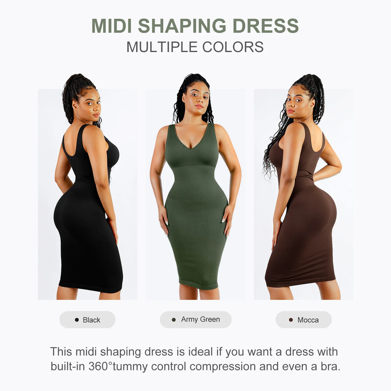 Wholesale Women Sleeveless Seamless Deep V Neck Bodycon Shapewear Dress