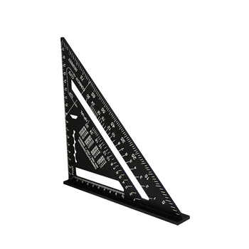 7 Inch Aluminum Alloy Angle Protractor Metric Square Carpenter black Measuring Gauging Triangular Ruler