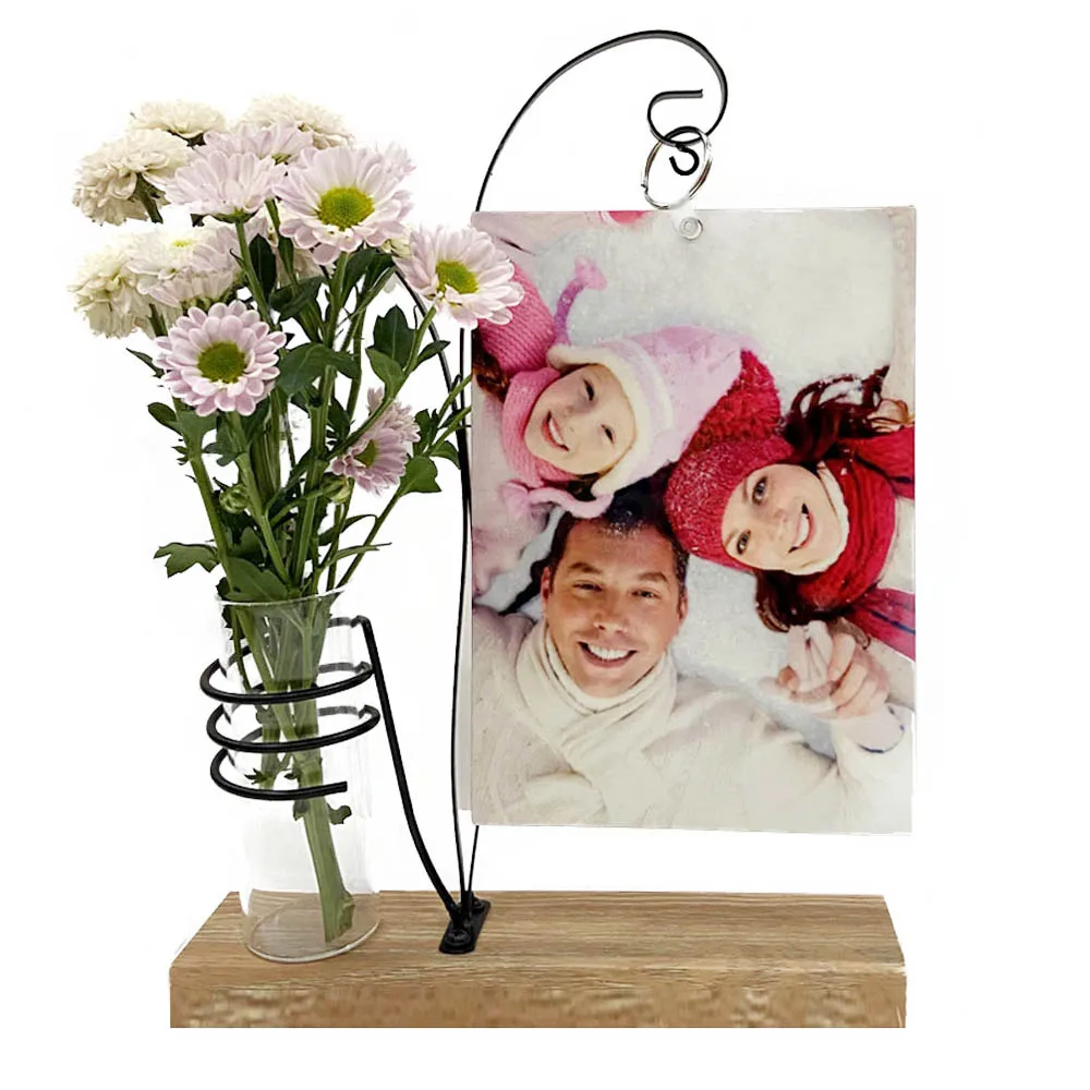 Board Sublimation Blank Photo Frame with Vase for Home Decoration Arrival Metal with Wood New Iron Artwork Black and Gold 20pcs