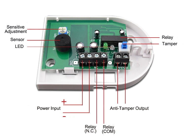 Wired Glass Break Detector 12v Glass Door Sensor Alarm Shock Sensors