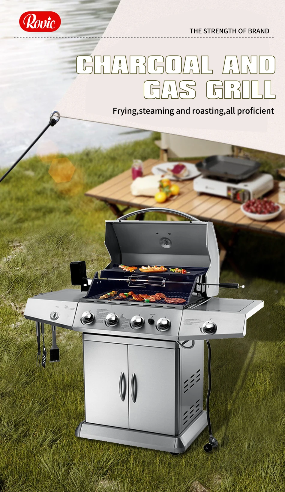 Kitchen Bbq Set Outdoor Gas Grill Stainless Steel Commercial Gas Bbq