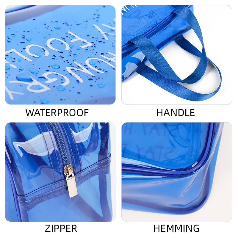 New Style Swimming Fitness Clear Transparent Toiletries Makeup Bag Waterproof Portable PVC Make up Cosmetic Bags for Wash Shower