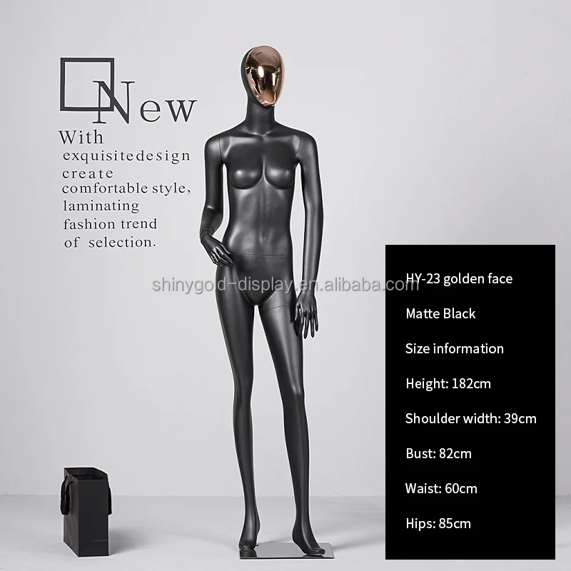 【タイプ】 ブティックゴールドクロームフェイス全身レディマネキン高級マットブラック女性マネキン全身ウェディングドレス Buy Matte