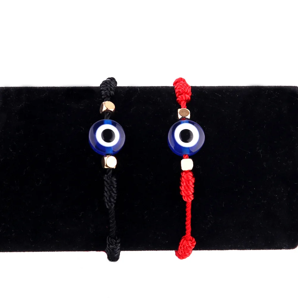 New Arrival Red String 7 Knot Blue Evil  Eyes Bracelet Handmade Black Rope Woven Blue Evil Eyes Bracelet for Women