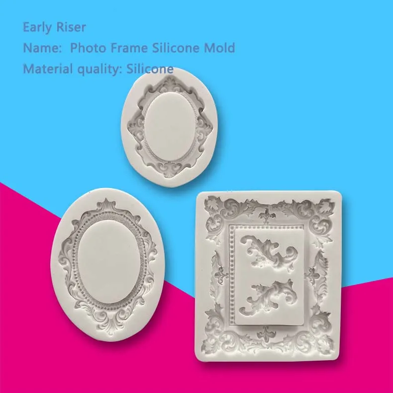 Vintage Photo Frame Silicone Mold European Style Picture Fondant 半額