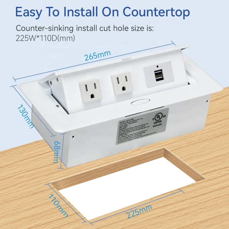 Table Touch Ac Power Outlets Flush Mount Desk Pop up Us Power Socket Outlet with Usb a