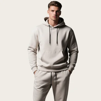 Men's High Quality Custom Logo Sportswear Tracksuit Set 2-Piece Hoodie Sweatpants Jogger Jumper High Print Pattern Customizable