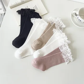 Ruffles Lace Cuff Socks for Girls Clothes Spring Autumn Cotton Ribbed Toddler Girls Ankle Socks Children Leg Warmers