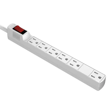 3 Prong 245J 15A 1875W cETL 6 ft Cord 6-Outlet Surge Protector Extension Cord  White Power Bar With Transformer Space