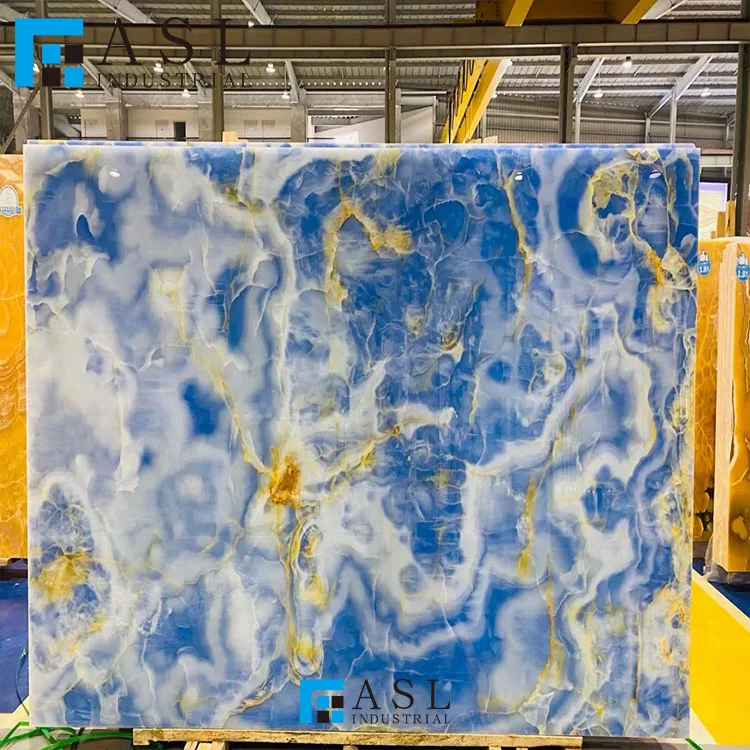 Blue onyx floor tile gold onyx natural stone slab tile