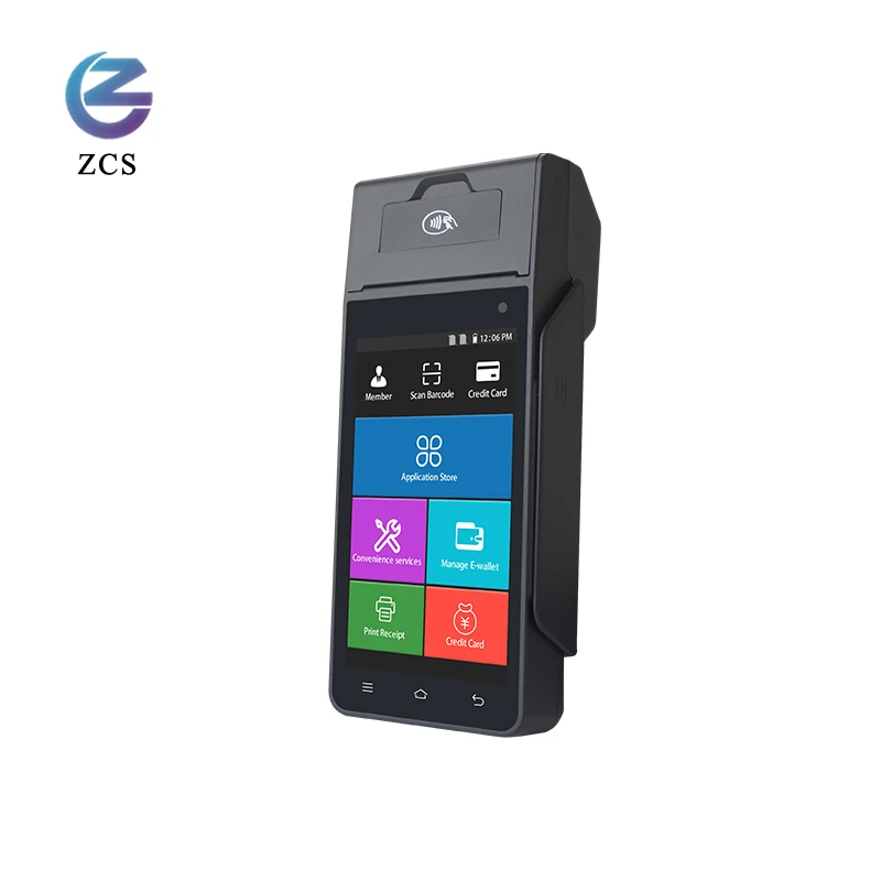 ZCS Z90 Android POS System with MSR IC NFC Reader Wireless Cash Register China POS Machines with Printer