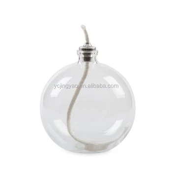 Custom Blown Decorative Table Round Glass Ball Oil Candle Lamp