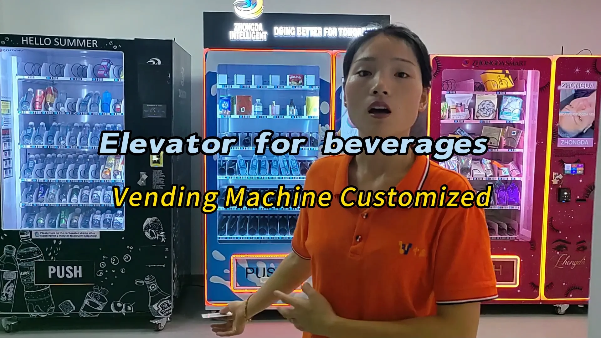 Zhongda 24 Hours Automatic Beer Drink Vending Machine Elevator Function