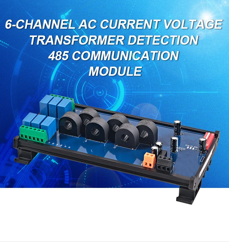 product huaqingjun 6 channel rs485 current voltage transformer detect module ac frequency 7 255hz detection modbus acquisition module714-2