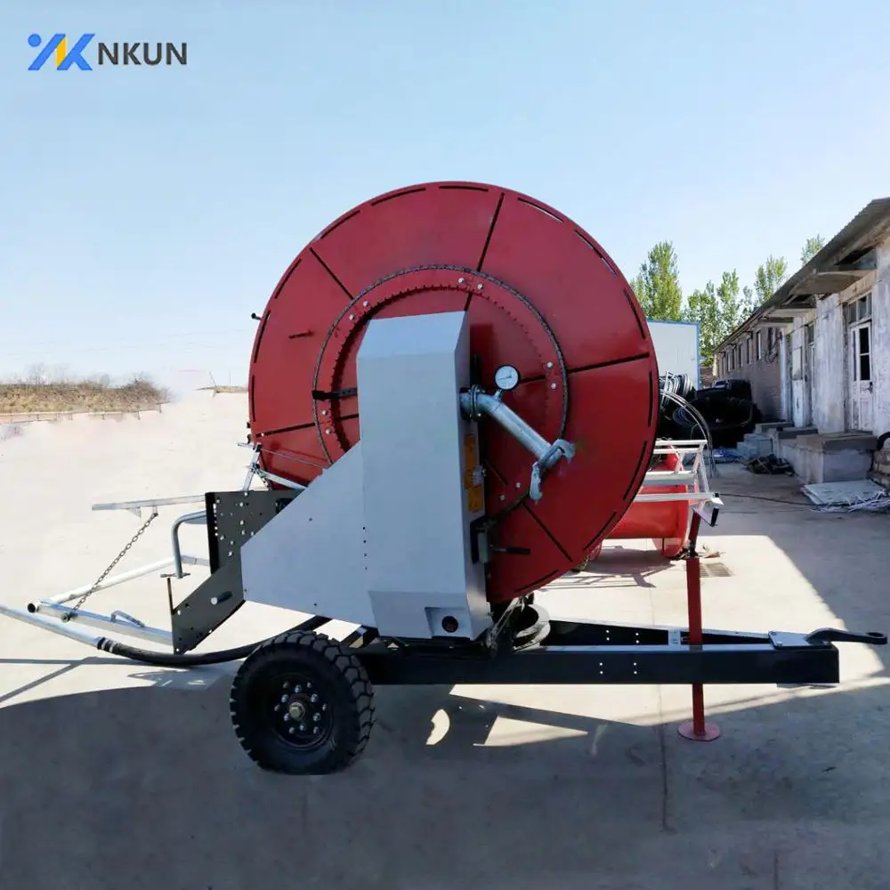 Farm Self-Propelled Water Wheel Irrigator Retractable Hose Reel Traveling  Sprinkler Irrigation System, image size:1000x1000