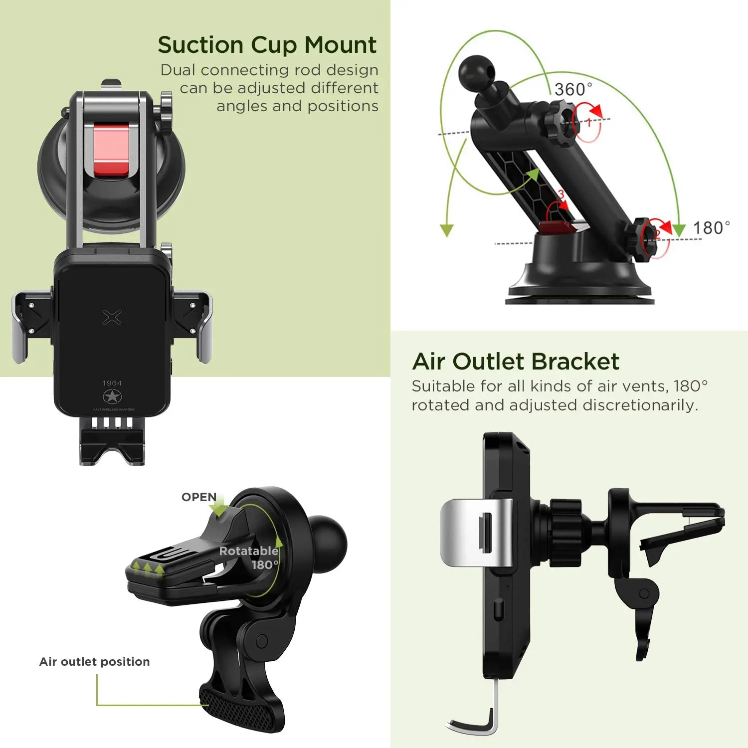 Новое поступление 2022, беспроводное зарядное устройство для смартфона, автомобильный фиксатор, универсальный автомобильный держатель для телефона с креплением на вентиляционное отверстие
