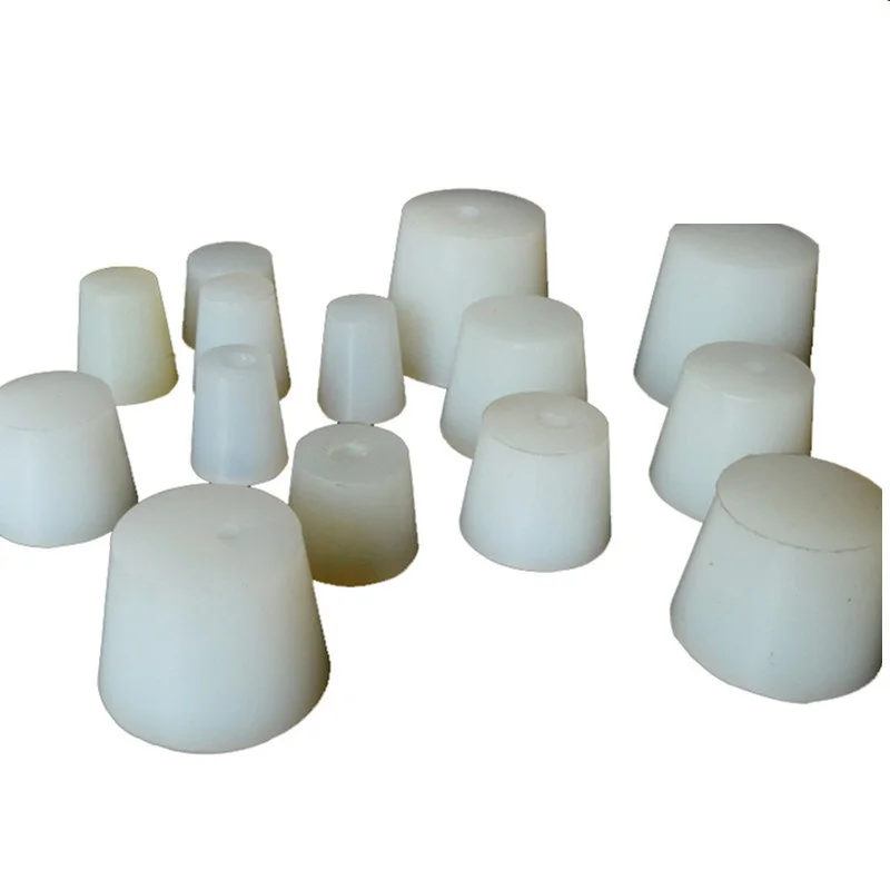 Jutagoss - 10 Tapones De Silicona, Tapón Cónico De 8-12 Mm Con Orificio, Tapones Blancos Perforados Para Agujeros De 10 Mm, Tapón De Silicona Para Tubo De Prueba De Laboratorio