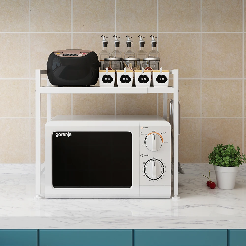 Mensola Microonde Estensibile 39-62CM Supporto per microonde espandibile a 2/3 livelli Acciaio Carbonio Ripiano Contatore Cucina Organizzatore