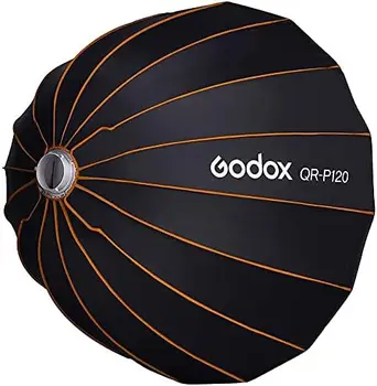 Godox QR-P120 47 Inch Parabolic Softbox Bowens Mount Quick-Setup Quick-Folding with Front & Inner Diffuser and Carrying Bag detail image