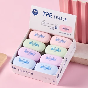 Oval 4-Color Erasers: 4 Colors for Different Uses, Palm-friendly Arc, Soft & Easy to Erase, Fit Office/study