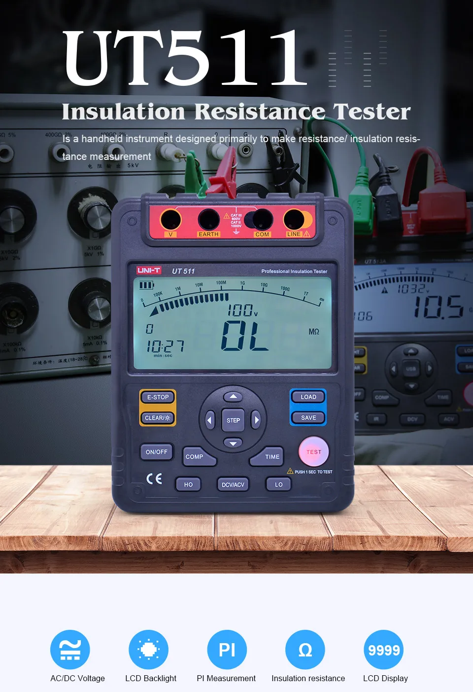 Unit Ut511 Digital Insulation Resistance Testers Meter Megohmmeter Low