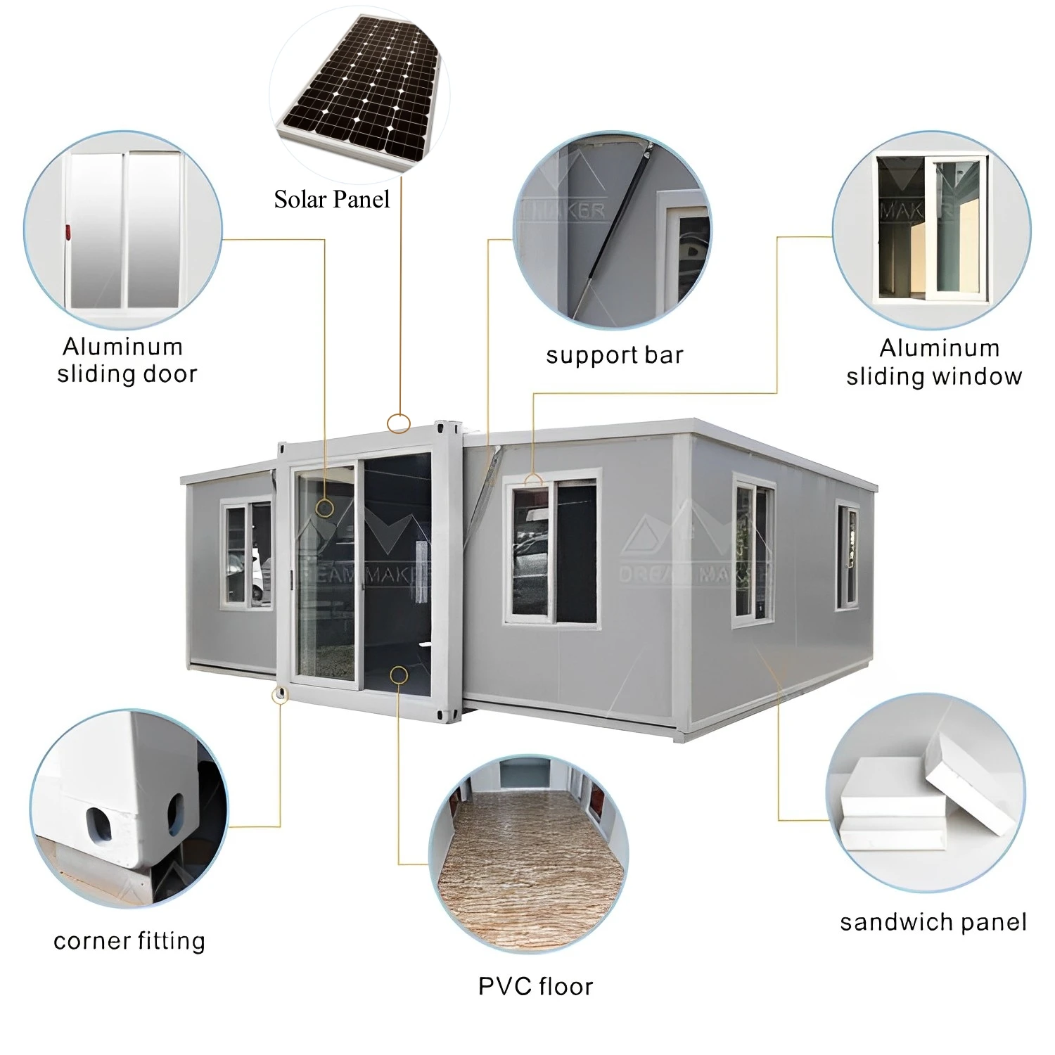 Dreammaker Factory Luxury Prefab Mobile Solar Panel Container Homes ...