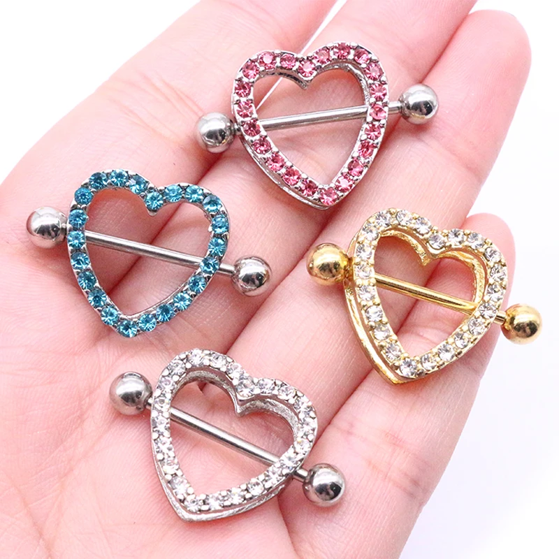 Gaby 14g Diamond Heart Shape Nipple Ring Stainless Steel Nipple