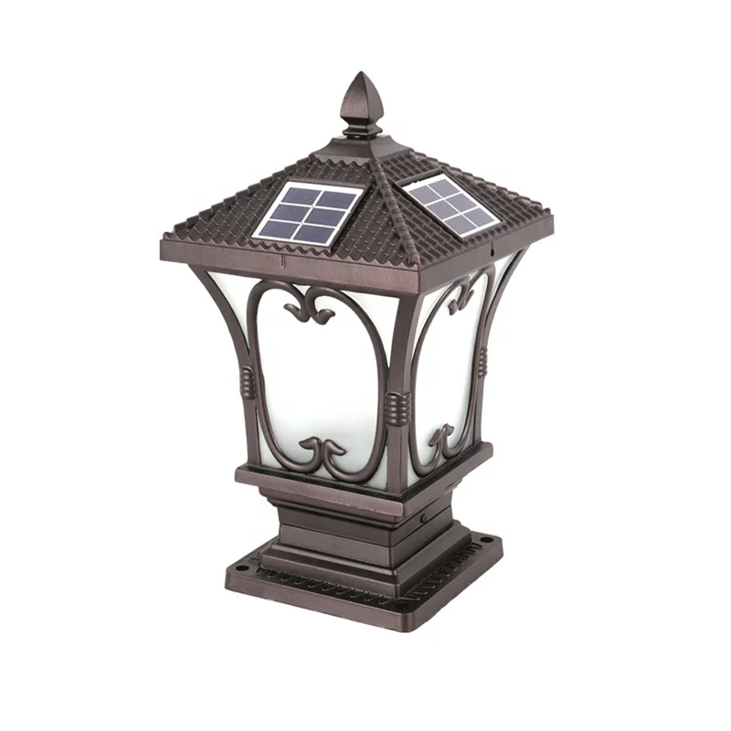 Черный алюминиевый корпус 4 Вт ограждение столб освещение ворота домашняя Водонепроницаемая Солнечная