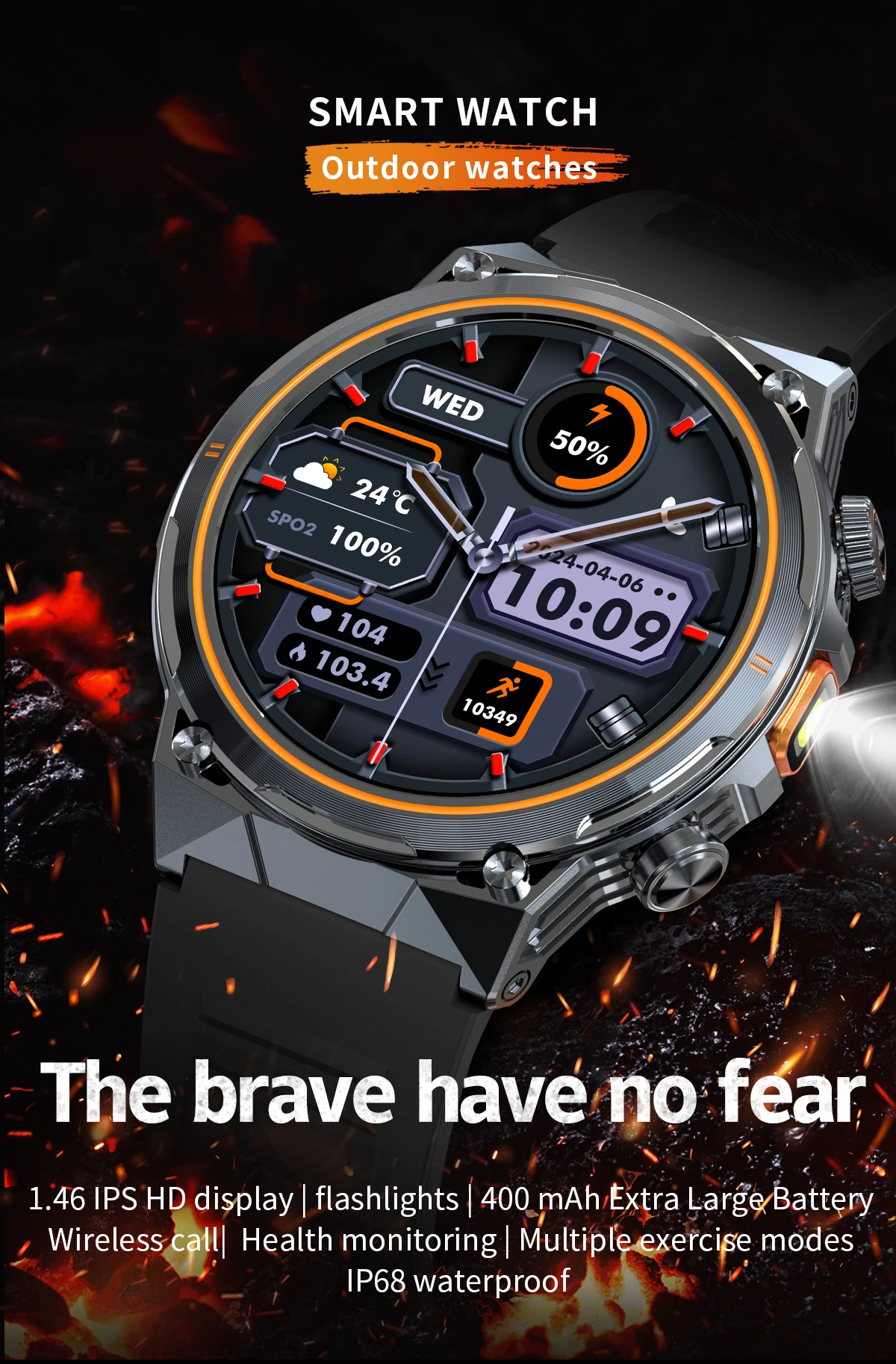 Welcome OEM Order, Factory Whole Selling Ak81 Outdoor Smartwatch With Flashlight 1.46inch Bt Call Health Monitoring Waterproof Men Sports Relojes Smart Watch 2025 - Buy Ak81 Smart Watch men Sports Reloj Smart Watch smart Watch With Flashlight