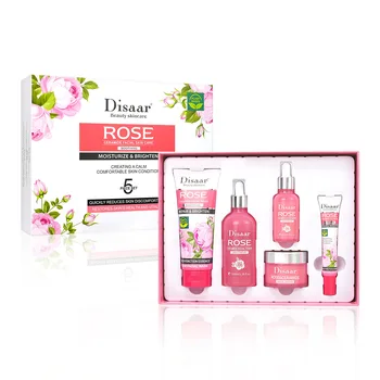 Dissar Rose Ceramide Facial Skin Care Set 5 Piece Sensitive Skin Lightening Cream Brightening Serum Beauty Skin Care Kit OEM ODM