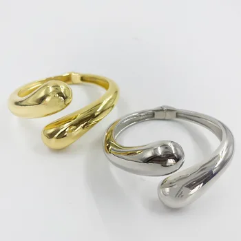 Fashion Statement Accessories Joyeria bijoux Bangles Simple Glossy Wide Opened Irregular Gold Tone Alien Snake Bracelet