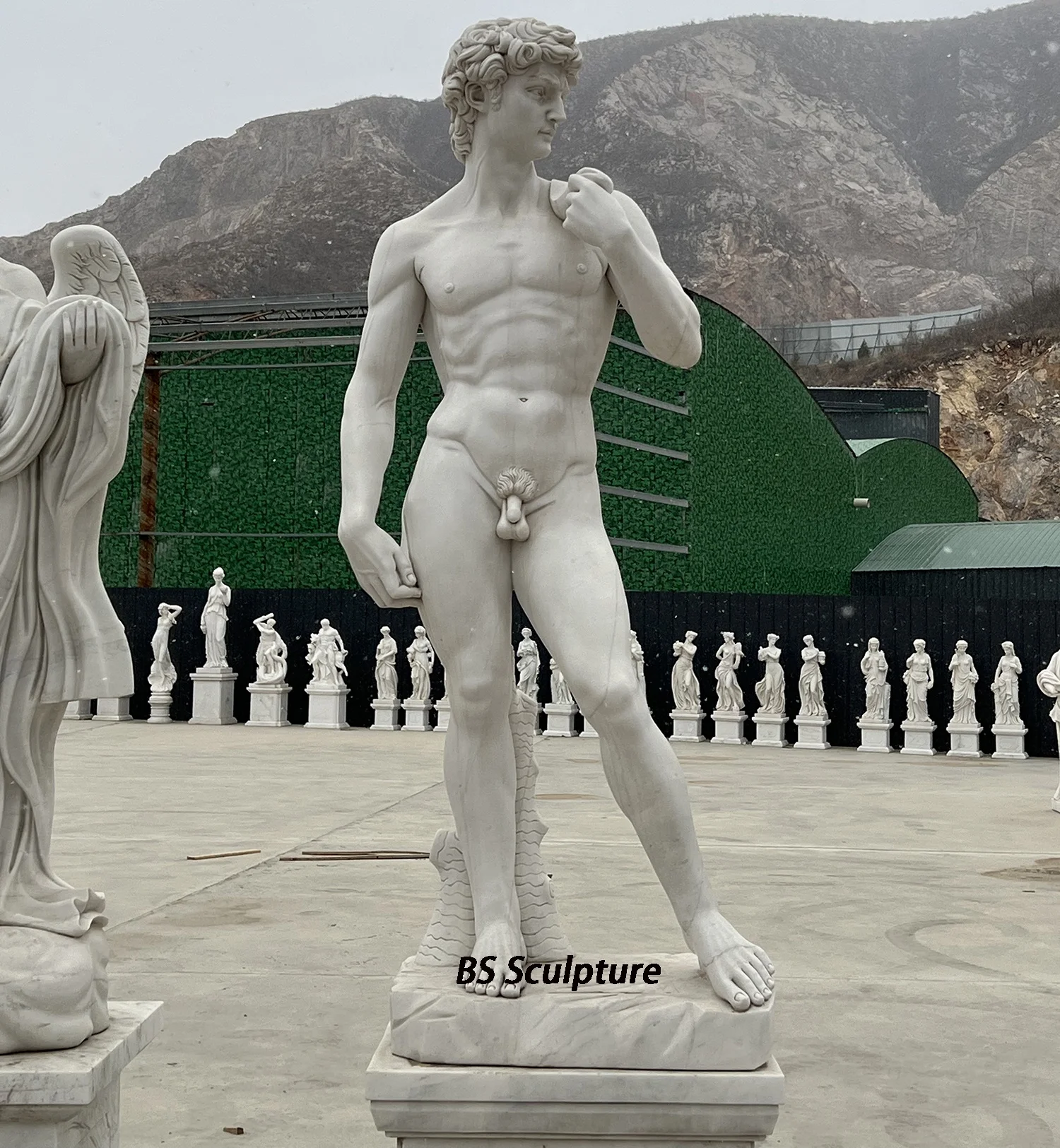 ミケランジェロのダビデ像 大理石製 生活サイズ彫刻 家庭・ホテル用