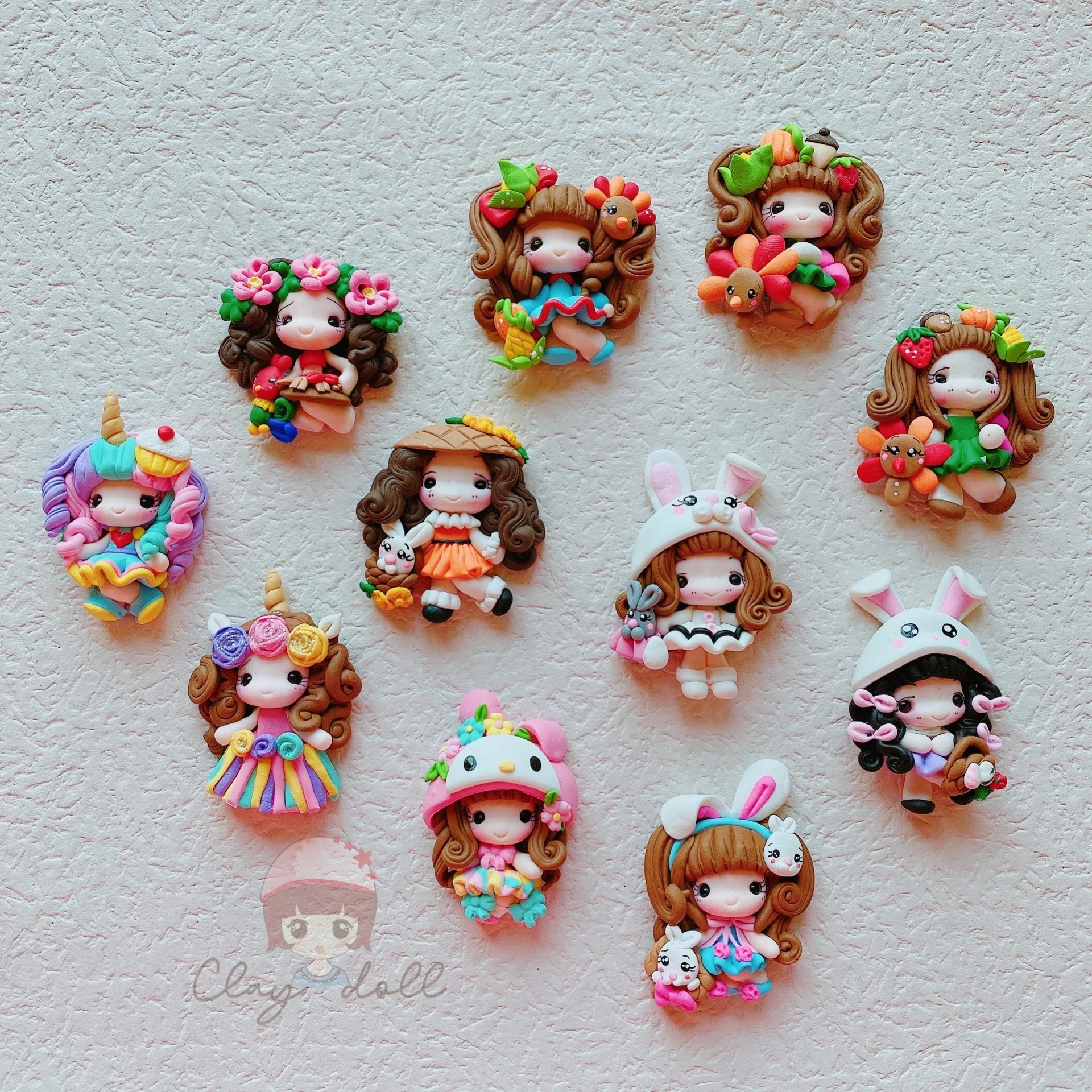 Customized Popular Ins Hot Selling Handmade Princess Polymer Clay Dolls  Hair Bows for Girls Accessories Clays for Hair Bows