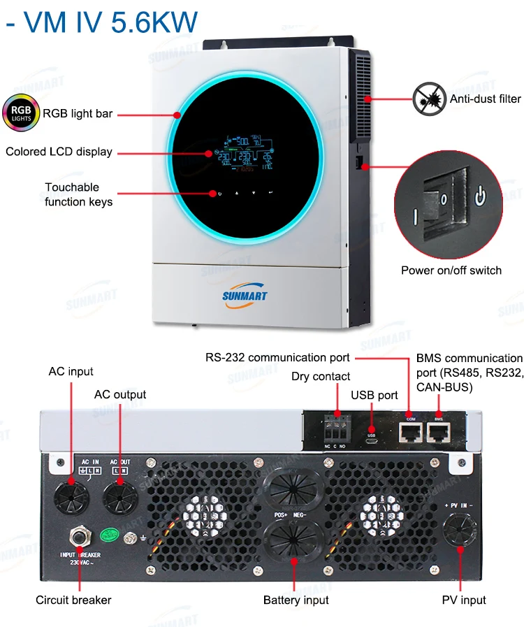 Pure Sine Wave off Grid 5KW 10KW Hybrid Solar Inverter