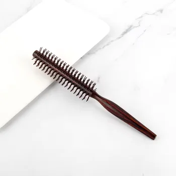 Small Size Reddish Brown Woody Round Hair Brush Nylon Comb for SHANGZHIYI
