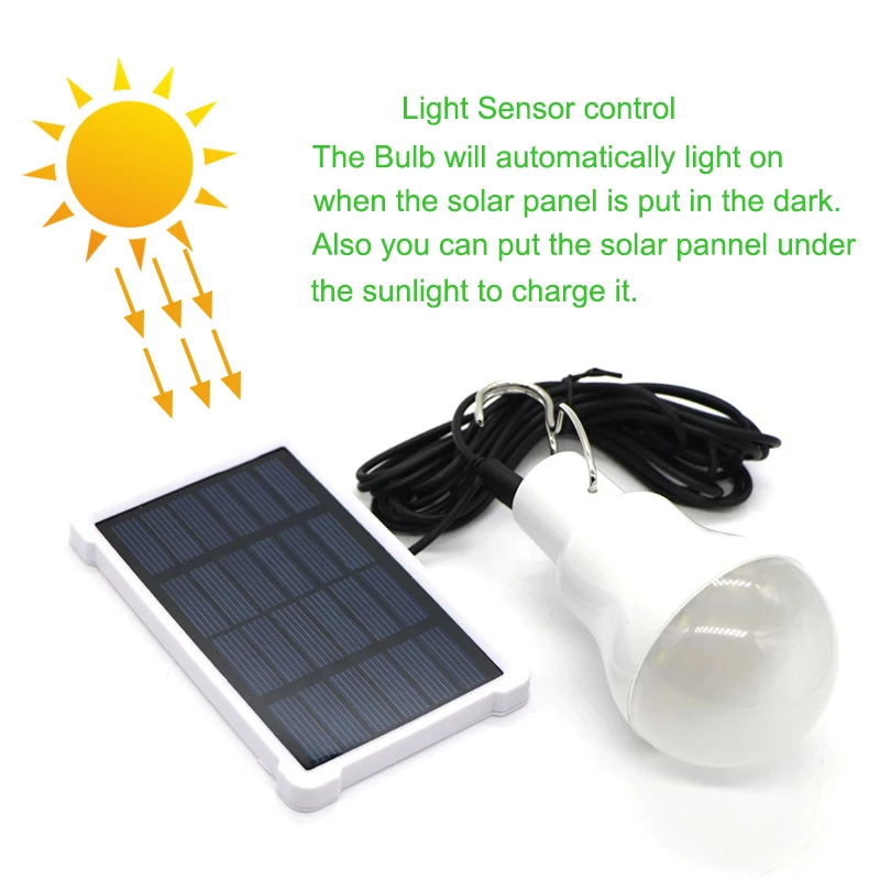 Promotion Solar Powered Led Light Bulb Portable Led Solar Lamp Spotlight for Outdoor Hiking Camping Tent Fishing Lighting
