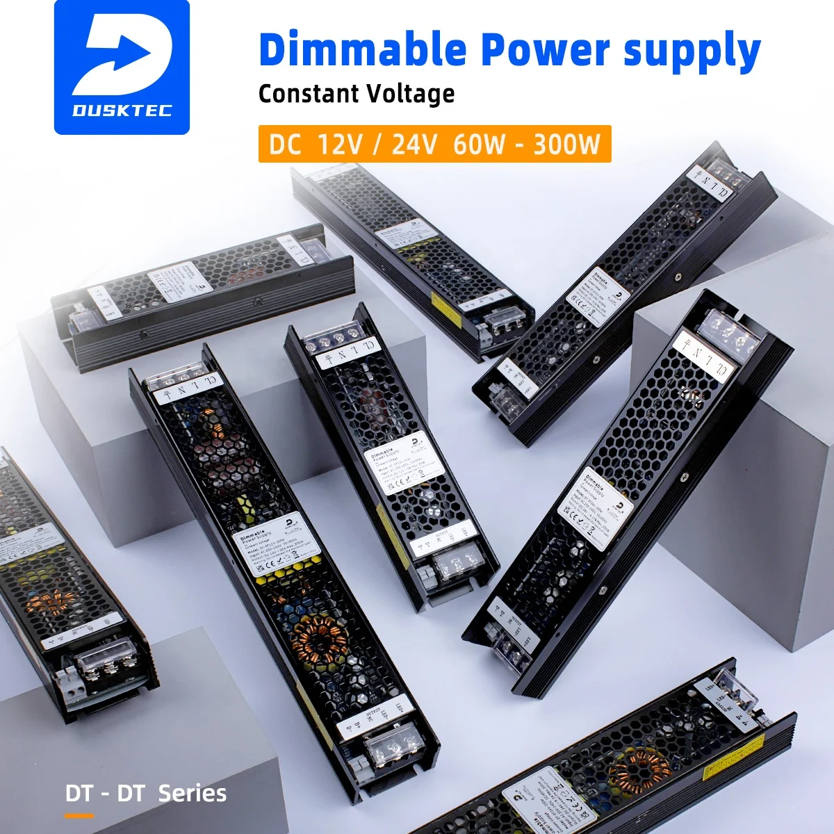 DUSKTEC New Class 2 Constant Voltage AC to DC 12-24V Volt Regulated Transformer Dimmable Switching Power Supply for LED Lighting