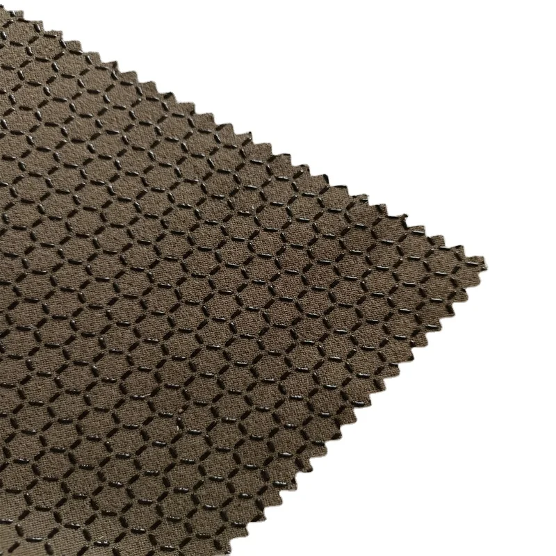 Silicone Coated Printed Hexagonal Printing Polyester Spandex Microfiber Suede Non slip Fabric for Anti slip Mattress